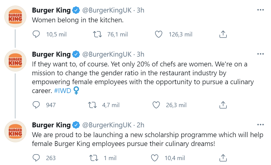 Burger King mówi, że miejsce kobiety jest w kuchni. Wyszła z tego ogromna afera
