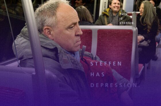 stefan ma depresje - mezczyzna w autobusie to kampania społęczna