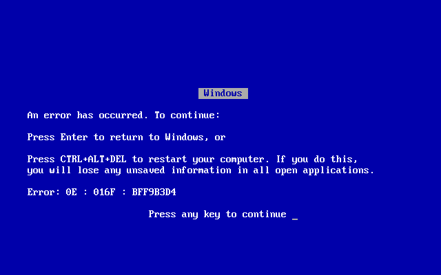 blue screen